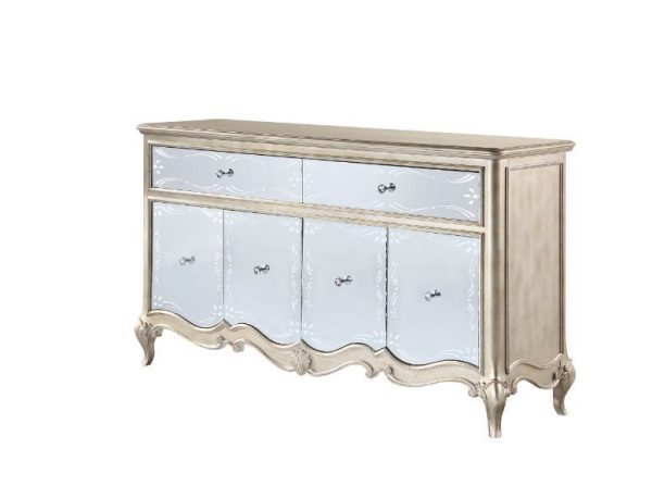 Esteban - Server - Mirrored & Antique Champagne Finish on Sale