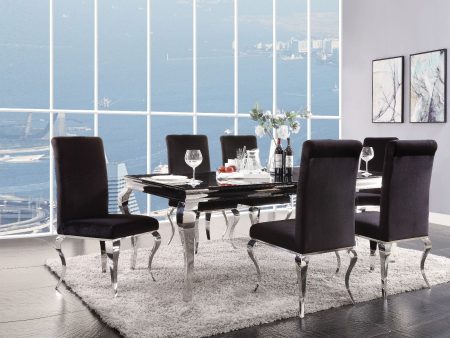 Fabiola - Dining Table - Stainless Steel & Black Glass Cheap