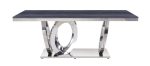 Nasir - Dining Table - Gray Printed Faux Marble & Mirrored Silver Finish For Cheap