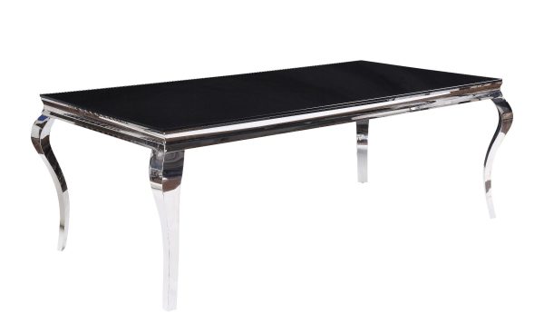 Fabiola - Dining Table - Stainless Steel & Black Glass Cheap