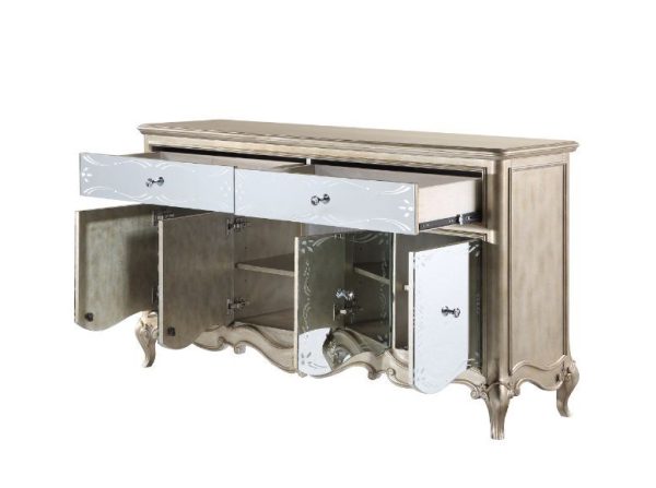 Esteban - Server - Mirrored & Antique Champagne Finish on Sale