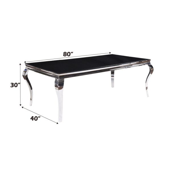 Fabiola - Dining Table - Stainless Steel & Black Glass Cheap