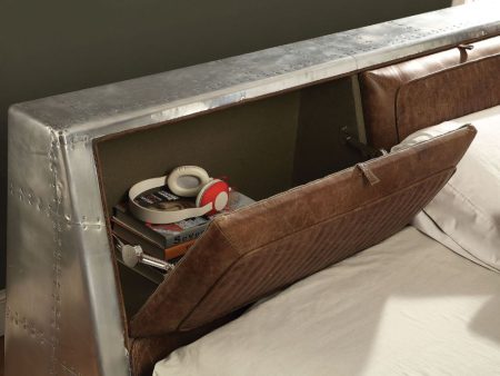 Brancaster - Queen Bed - Retro Brown Top Grain Leather & Aluminum Hot on Sale