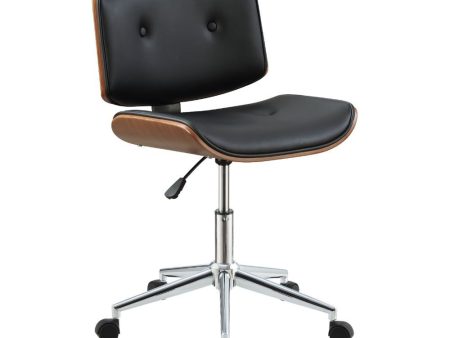 Camila - Office Chair - Black PU & Walnut - 36  For Discount