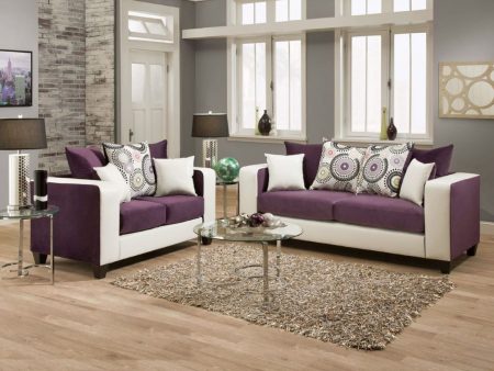 300 Purple Sofa and Loveseat For Discount