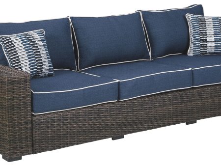 Grasson - Brown   Blue - Sofa with Cushion Online now