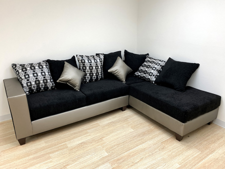 110 Black Silver Sectional Online Sale