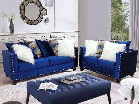 2019 Blue Sofa & Loveseat Nailheads on Sale