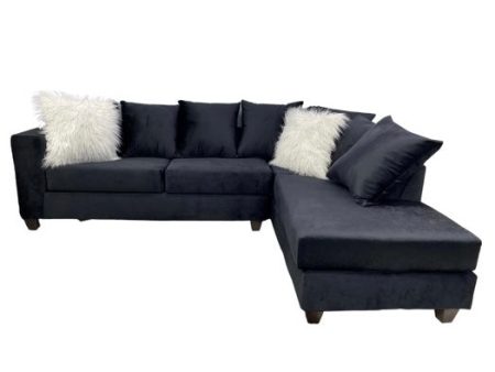 310 Black Velvet Sectional For Sale