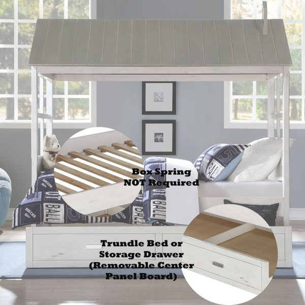 Tree House II - Twin Bed - Weathered White & Washed Gray Discount