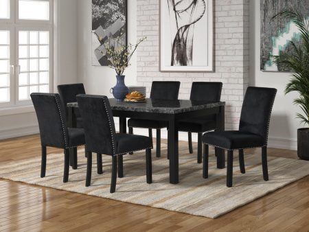 1220 Onyx FAUX MARBLE Black Dining Set Online Hot Sale