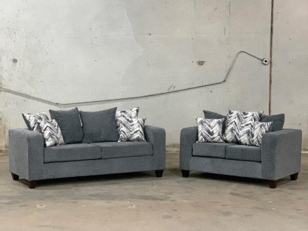 110 Charcoal Grey Sofa & Loveseat Set Hot on Sale