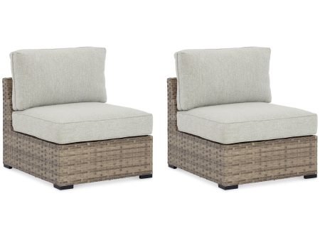 Calworth - Beige - Armless Chair w Cushion (Set of 2) Online Sale