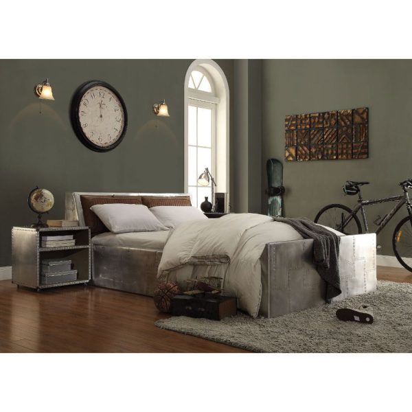 Brancaster - Queen Bed - Retro Brown Top Grain Leather & Aluminum Hot on Sale