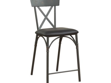 Itzel - Counter Height Chair (Set of 2) - Black PU & Sandy Gray Online Hot Sale