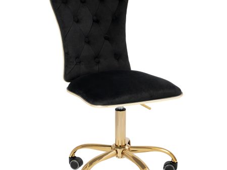 BLACK ELISE TUFTED VANITY CHAIR Supply