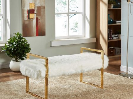 110Fur Chloe White Fur Bench Discount