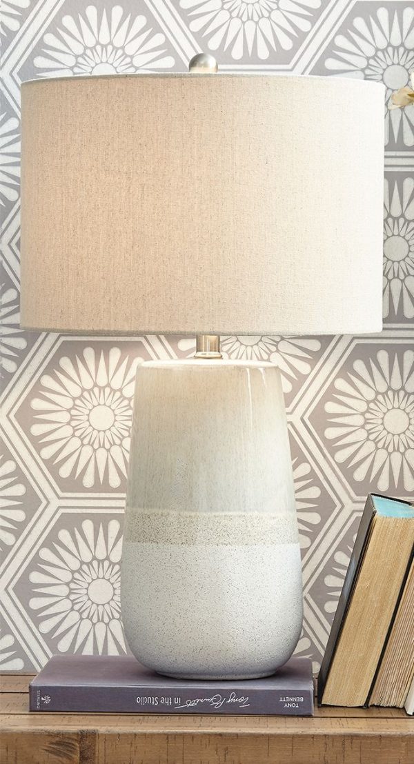 Shavon - Beige   White - Ceramic Table Lamp For Cheap