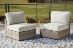 Calworth - Beige - Armless Chair w Cushion (Set of 2) Online Sale