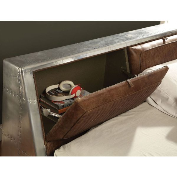 Brancaster - Queen Bed - Retro Brown Top Grain Leather & Aluminum Hot on Sale