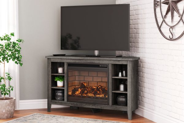 Arlenbry Corner TV Stand with Electric Fireplace Online Sale